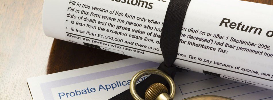 In the UK, when your time comes to an end and you die, the executors of your Estate will have to apply for Probate, and make a return and declaration of the total value of the Estate to see if Inheritance Tax is due to the Government, Her Majestys Revenue & Customs. The appropriate Inheritance Tax form, in the form of a scroll with a black ribbon is shown here along with a Probate Application form. The pocket watch is set to midnight: the end of time.
